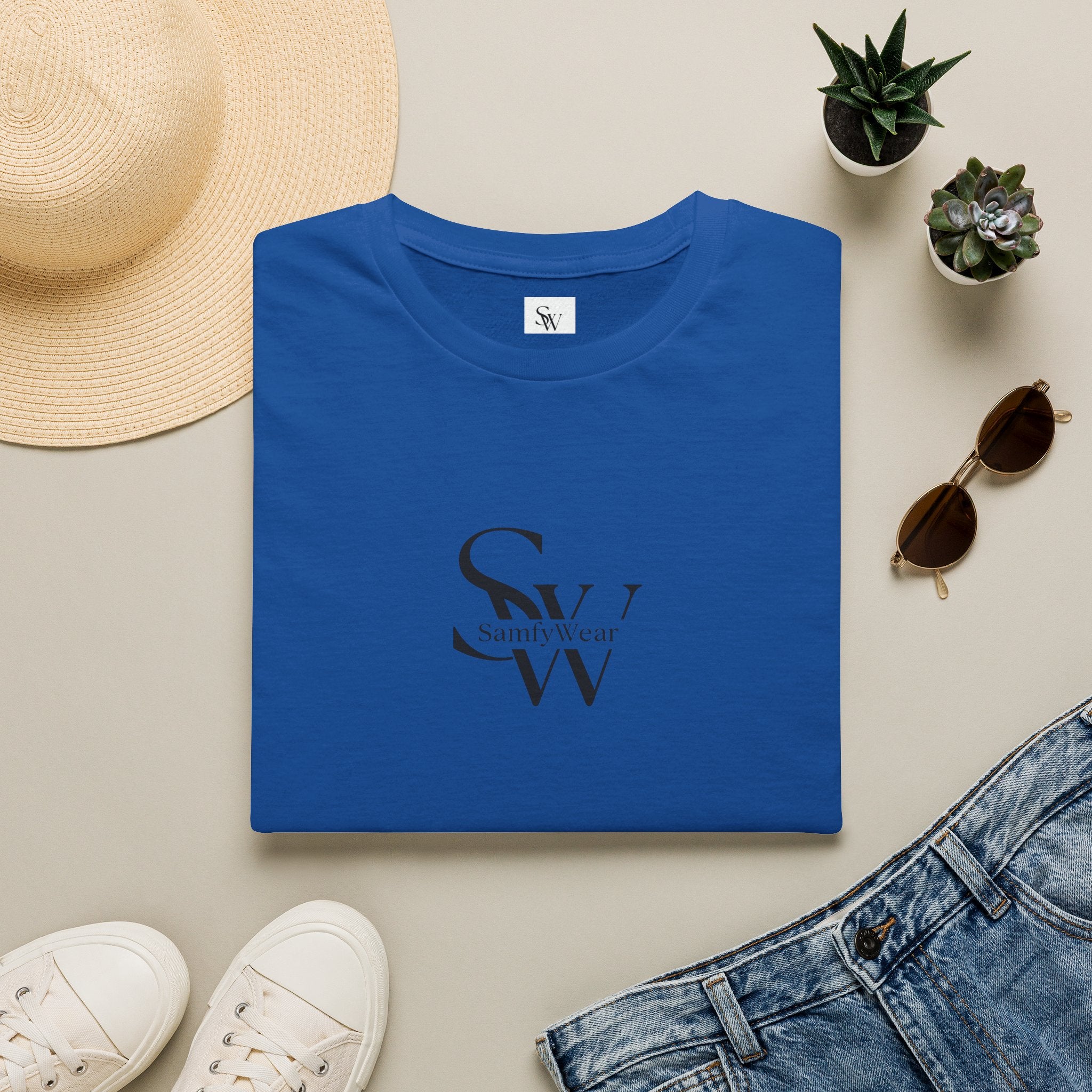 Minimalist Monogram T‑Shirt — 'SW' Slim Script Logo