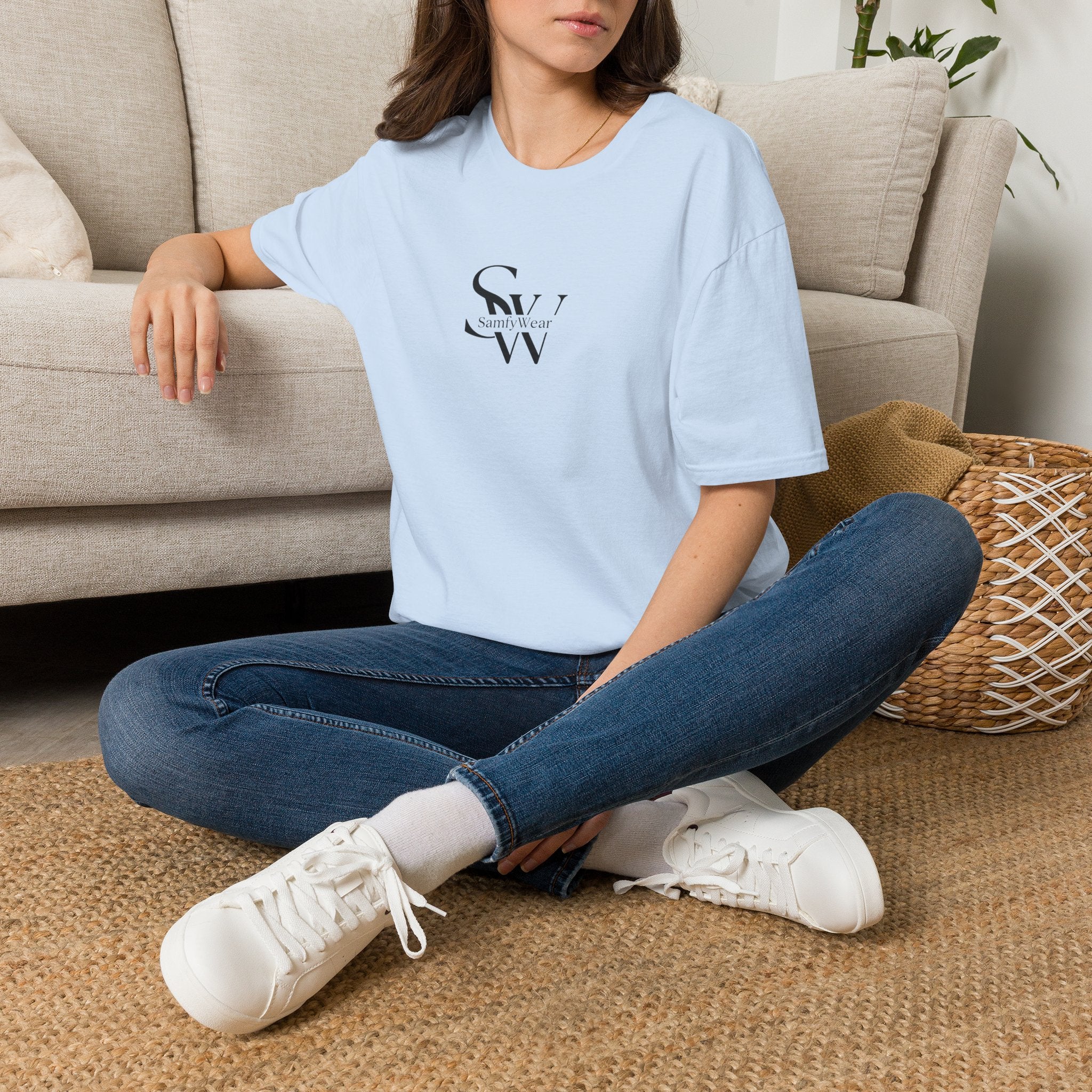 Minimalist Monogram T‑Shirt — 'SW' Slim Script Logo