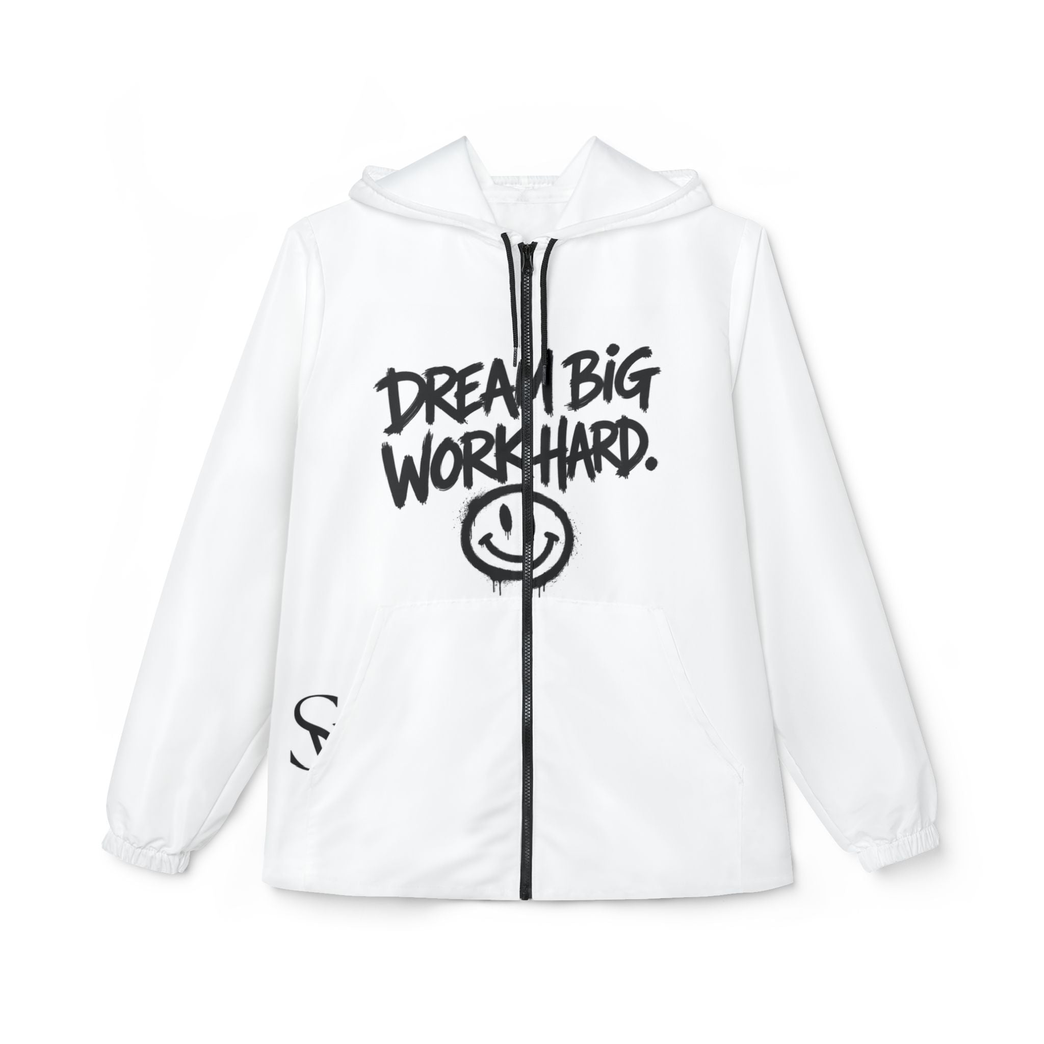 Dream Big Work Hard Windbreaker Jacket – Graffiti Smile Hooded Windbreaker